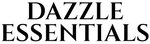 Dazzle Essentials logo in elegant serif typography on a black background.